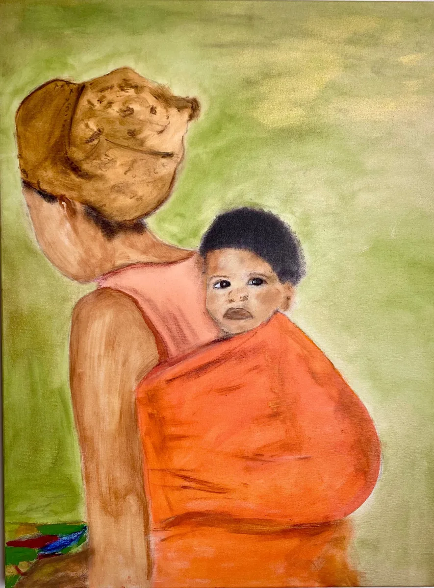 BABY IN CAPULANA, pintura de Renata de Iudicibus.